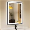 STARLEAD 50x70cm Specchio-Bagno-con-Luce e Mensola, Antiappannamento, Specchio-LED-Bagno-Retroilluminato Bimmerabile a 3 Colori, Funzione Memoria, Vetro Temperato, CRI90+, IP44, Orizzontale/Verticale