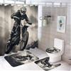 AYAROS Set di 4 tende da doccia classiche per moto, stile retrò glam cool racing, set di decorazioni per il bagno con tappeti, accessori da bagno, tenda da bagno, set da doccia con 12 ganci