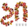 Crunier 2 Pezzi Ghirlande Autunnale Foglie Acero con 4 Ganci Adesivi | Foglie Artificiali Flessibili, Decorazioni Autunnali Casa, Decorazione Parete Porta Finestra, Adatto Thanksgiving Halloween