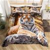 Homemissing Tiger Parure da Letto Safari Tigre, Set Copripiumino 140x200cm per Bambini Ragazzi, Animali Selvatici, Set Copripiumino Morbido in Microfibra, Set di Biancheria da Letto, Copripiumino
