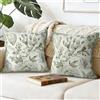 Joymaison Federe Cuscini Divano 45x45 set da 2 Foglie Tropicali Jacquard | Decorativa Copricuscini Verde Fiore Foglia Vintage Rustico Boho per Divano Soggiorno Esterno