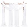 Showgeous 2 pannelli tende in chiffon per arco nuziale 28 x19ft tessuto bianco crema drappeggio arco tende in chiffon trasparente decorazioni in tela per soffitto