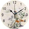 DJNGN Orologio da Parete Silenzioso Fagiano Senza Ticchettio Bambù Arte Orientale Cinese Inchiostro Decorativo Alla Moda Orologio Rotondo a Batteria per Camera da Letto Ufficio Scuola Casa Soggiorno,9.8 Pol