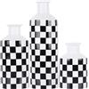 XMGZQ Set di 3 vasi decorativi in ceramica a scacchi, in porcellana bianca e nera, con diverse altezze, decorazione moderna e minimalista per la casa per soggiorno, scaffale, tavolo, stile fattoria (nero)