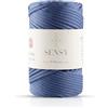 S SENSY Sensy, Cordoncino in poliestere da 5 mm, 91,4 metri, 100% polipropilene, per macramè, 5 mm, per uncinetto, macramè, filo per uncinetto, filo per lavori a maglia (Denim)