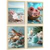 Nacnic Set Di 4 Poster Decorativi Da Parete Per Il Bagno, Design In Stile Spa Sulla Spiaggia Per Pareti, Lavabo, Doccia, Wc Con Conchiglie, Candele, Asciugamani E Sali Marini A3 Senza Cornice