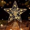 Capaneus Puntale Albero di Natale Luminoso Oro, 25 cm Stella Albero di Natale Luminosa, puntale LED albero di natale Oro, Tree Topper Christmas, Decorazione per Stelle Cresta d'Oro dell'Albero