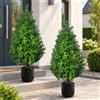 MA3TY Set di 2 Piante Artificiali da Esterno 70 cm - Alberi di Bosso Artificiali in Vaso Stabilizzato, Cespuglio Finto Conico Sempreverde per Ingresso, Terrazza, Balcone, Giardino e Casa