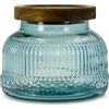 LINGSHINE Barattolo decorativo in vetro blu con coperchio ermetico in legno 720 ml, con bocca larga, contenitore vintage da cucina per biscotti, caramelle, miele, farina, spezie, caffè, tè, decorazione per la