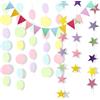 KARIDER 5 Pezzi Ghirlanda di Carta Rotonda, Multicolore Macaron 18 m con Ghirlande a Stella, Festoni in Carta con Stelle Cerchi e Bandiere per Decorazioni per Feste Compleanni Carnevale