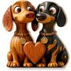Onperpoe Regalo a forma di bassotto, grazioso regalo di anniversario di matrimonio per coppie, libreria, decorazione elegante 2D in legno, per libreria, scrivania, camera da letto