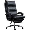 SJHPZG Sedia da ufficio in vera pelle con poggiapiedi retrattile, ergonomica, completamente reclinabile, sedia esecutiva da computer, comfort, schienale alto, girevole, sedia da lavoro per dirigenti
