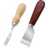 Ncheli Scarnitore Pelle Set, 170 mm, Manico Legno | Lame acciaio per taglio pulito - scarnitore 5,8 mm affilato a mano