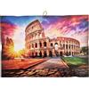 KUSTOM ART Quadro da Parete Sagomato Serie Paesaggi e Città Roma Colosseo Tramonto Stampa su Legno 25x18cm