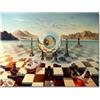 GEMMII Salvador Dali Surrealismo Maschera di scacchi sul mare Dipinto su tela Quadri moderni di arte della parete Poster e stampe astratti Murale XXL 80x120 cm Senza cornice