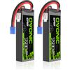 OVONIC Batteria Lipo OVONIC 2S 7200mAh 130C con custodia rigida 7.4V e connettore EC5 per veicoli in scala 1/10, auto RC, camion, confezione da 2