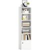HOMCOM Libreria HOMCOM a 6 livelli con 3 ripiani regolabili e armadio, stile moderno, per soggiorno, scrivania, sala da pranzo, bianca