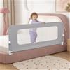 NONE Barriera per letto 150 / 180 / 200 cm - Protezione anticaduta - Pieghevole ° Altezza regolabile da 66 a 80 cm - con piedini trapezoidali e reti di fissaggio - grigio chiaro/rosa/blu/grigio