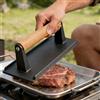 NONE Pressa per carne con manico in legno, resistente, antiaderente, rivestita in olio vegetale, per hamburger, bistecche e bacon, per cucina domestica e ristorante, 21*10.5cm/8.27*4.13in