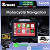 Srnubi 7" 2K Navigatore GPS per Moto con DVR, Schermo Carplay, Dashcam, Android Auto, Touch Screen, Bluetooth, Mirror-Link, Dash Cam per Moto con Telecamera Anteriore e Posteriore 1440P