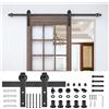NONE Kit Ferramenta per Porta Scorrevole Stile Barn 183cm 200cm 366cm, Sistema a Binario in Acciaio al Carbonio per Porte in Legno, Carico 130kg, Set Binario Salvaspazio