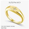 szjinao Anello con Sigillo a Stella in Oro Massiccio 14K con Moissanite e Diamante 1/20 14K GF 925 da Donna, Gioiello Minimalista per Fidanzamento, Impermeabile