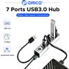 ORICO Hub USB 3.0 a 7 porte Splitter USB-A in alluminio da 5 Gbps con porta di alimentazione di tipo C Adattatore di estensione multi USB per PC portatile