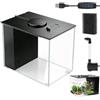 Umllpet Mini Acquario Acrilico 3,7L Set Completo, Vasca Nano Trasparente con Pompa Filtro e Illuminazione LED, Compatto per Pesci Gamberetti Piante Acquatiche Decorazione Casa