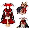 Kanzith Costume di Halloween per cane rosso e nero, mantello da vampiro per cani e gatti di piccola taglia