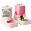 Belijoeuri, dispenser crocchette gatto,distributore cibo gatti, 2 ciotole con erogatore d'acqua 2,2 l + 1,8 l (rosa)