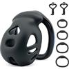BDSMJOY Gabbia Castità ABS Gabbie per pene 4 Anelli Regolabili (M) | Gabbia con Anelli, Sextoys per Uomini, per Prevenire L'erezione