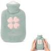 JYYWTSI Borsa Acqua Calda 500 ml con Rivestimento Morbido, 14 x 22 cm Verde | Borsa acqua calda con rivestimento morbido, 500 ml, formato compatto 14 x 22 cm, per mani, piedi e addome