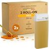 Eurocali Ricarica Ceretta Rullo al Miele, Cera Depilatoria Roll On Professionale, Compatibilità Universale, Liposolubile Lenitiva e Idratante, Texture Morbida per Tutti i Tipi di Pelle - 2 Cartucce da 100ml