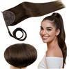 RUNATURE Extension Coda Capelli Veri 30cm 70g Castano Lisci #4 | Coda Extension Dritto,Effetto Naturale,Morbido E Brillante