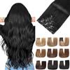 EINbeauty Extension Capelli Veri Clip 7pcs 120g 50cm Extension Capelli Veri Lisci Nero Jet Invisibili Remy Umani Human Hair Extension Clip(20Inch,1#)