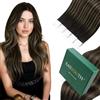 Easyouth Extension Biadesive Capelli Veri Ombre Marrone 60cm Extensions Biadesivo Remy Balayage Marrone Scuro E Medio Biadesive Humna Hair Extension Lunghi #2/8/2 50g 20pz