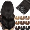 EINbeauty Extension Capelli Veri Clip 7pcs 120g 50cm Extension Capelli Veri Lisci Nero Naturale Invisibili Remy Umani Human Hair Extension Clip(20Inch,1B#)
