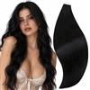 RUNATURE Extension Biadesive Capelli Veri Nero 20 Pezzi 25cm 30g #1 | Extension Adesive Invisibile，Dritto,Lisci,Effetto Naturale