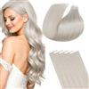 Hetto Extension Capelli Veri Biadesivo Biondo Cenere 30cm 20pz 30g | 100% Remy umani, cuticole intatte, anti-groviglio. Adesivo invisibile, facile applicazione. Per matrimonio e uso quotidiano.
