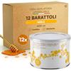 Eurocali Cera Depilatoria Liposolubile al Miele, Ceretta Professionale Lenitiva e Idratante, Made in Italy, Texture Morbida per Tutti i Tipi di Pelle, Ideale per Gambe Braccia e Bikini - 12 Barattoli da 400ml