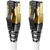 deleyCON 10m Cavo LAN CAT8.1 Patch Rete - Cavo RJ45 LAN DSL Rame Schermatura S/FTP 2000 MHz 40 Gbit - CAT.8 Ethernet Connettore RJ45 Placcato Oro - Bianco