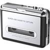 Mersoco Lettore di cassette, registratore portatile con cuffie, converte audiocassette in MP3 digitale, compatibile con laptop/PC/Mac, per intrattenimento, viaggi, sport leggeri (argento)