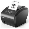 MUNBYN Stampante Termica WiFi, 300mm/s Stampante Scontrini 80mm con Porta USB (047P-WiFi) per Mac, Windows, Chromebook, Linux—ESC/POS, Taglierina Automatica ad Alta Velocità, Montabile a Parete, Nera
