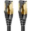 deleyCON 1,5m Cavo LAN CAT8.1 Patch Rete - Cavo RJ45 LAN DSL Rame Schermatura S/FTP 2000 MHz 40 Gbit - CAT.8 Ethernet Connettore RJ45 Placcato Oro - Nero