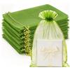 G2PLUS 50 Sacchetti Verde Salvia Organza,20x30CM Sacchetti Organza Regalo | Sacchettini Confetti con Coulisse per Matrimonio,Compleanni,Caramella Gioielli e Comunioni