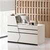 PREMTURE Bancone reception a L 140 x 100 x 110 cm bianco con portaoggetti | Ripiano tastiera estraibile cassetto con serratura armadietto chiuso vani aperti ampio piano di lavoro