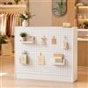 PREMTURE Bancone reception bianco 120 x 50 x 110 cm con pannello forato | Piano di lavoro portata 40 kg due cassetti con serratura armadietto chiuso organizzazione flessibile vano aperto