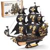 ROKR Kit di Modelli di Barche in Legno Con Puzzle 3D per Adulti, MCB02 | The Seahorse Barque ,Barca a Vela Fai Da Te Meccanica, Kit di Modelli per Adulti