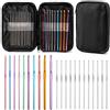 Kisstta Set Di 22 Uncinetto Set, Uncinetti in Alluminio Colorati Con Organizer Nero, Set Uncinetto Contenente 22 Taglie Da 0.6mm A 6.5mm, Uncinetti per Principianti o Professionisti (Colore 1)