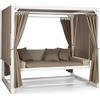 Blumfeldt Dondolo da Giardino XL - 3 Posti con Tettuccio Idrorepellente e Baldacchino, Letto da Giardino con Cuscini, Sedia a Dondolo per Esterno